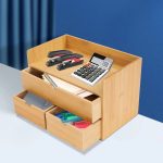 Bamboo Desk Organizer with 3 Drawers – Compact Tabletop Storage for Office, Vanity, or Nightstand Use