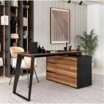 54.3" Reversible L-Shaped Computer & Gaming Desk – Brown Wood Office Table with Adjustable Shelves & Drawers